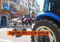  İzmir’de battık diyen çiftçiler traktörleriyle eylem yaptı